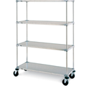 Metro Super Erecta 4-Shelf Industrial Solid Shelving Stem Caster Cart, Galvanized (5 ft x 5'8 ft x 1'8 ft)