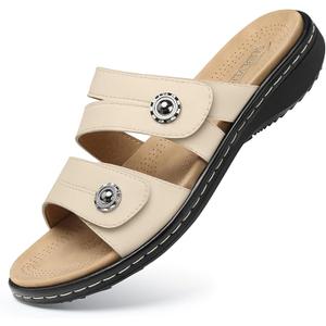 SHIBEVER Flat Sandals Women Dressy: Non Slip, Arch Support, Orthopedic, Plantar Fasciitis Comfortable Walking Sandal, Size 8.5
