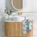 Floral Kitchen Towel Set, Quick Dry Microfiber Cloth Dish Towels 18" x 26", Ombre Art Teal White