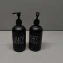Glass Soap Dispenser Set 2 Pack,Contains Hand and Dish Soap Dispenser.Premium 16 Oz Black Kitchen Soap Dispenser Set for Kitchen Sink and Farmhouse Decor