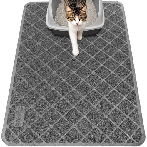 Conlun Cat Litter Mat Litter Trapping Mat, 24" x 17" Premium Durable PVC Grid Mesh with Scatter Control, Non-slip, Less Waste Cat Litter Box Mat, Soft on Kitty’s Paws, Urine Waterproof