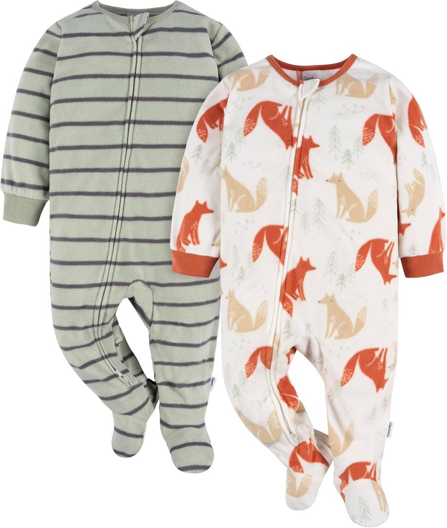 Gerber Baby Boys' 2-Pack Blanket Sleeper-Closeout (Fox Stripe, 12M)