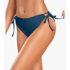 Zmart String Tie Side Bikini Bottoms - Women Full Coverage Swimsuit Bottom Mid Rise Mid Waist Swim Bathing Suit Bottom S