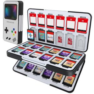HEIYING Game Card Case for Nintendo Switch 2 / Switch OLED,Customized Pattern Portable Travel Carry Case with 48 Game Card Slots and 24 Micro SD Cards Slots (Game Console Black)