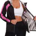 NINGMI Women Sauna Jackets Sweat Suit Long Sleeve Zipper with Hood Sauna Shirt Body Shaper Top Workout Gym Exercise