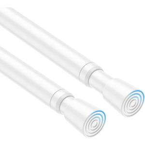 2 Complete Spring Tension Curtain Rods (6 Sections Total) - 33 to 59 Inches, Adjustable Curtain Rods No Drilling Spring Loaded Curtain Rods for Windows Doors, White
