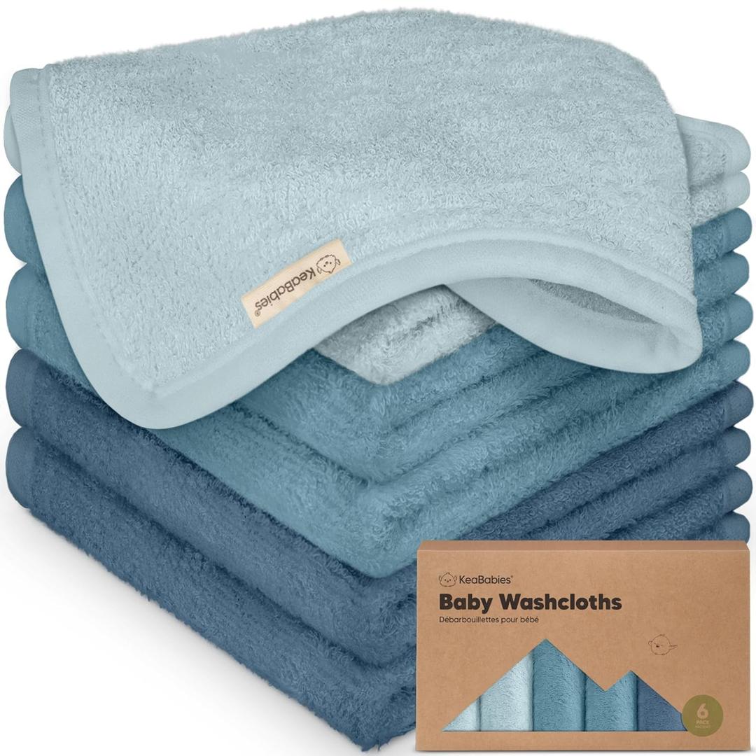 6-Pack Baby Washcloths  Soft Absorbent Viscose from Bamboo Washcloths for Face, Body, Baby Towels for Newborn, Kids, Toddlers, Infant, Gentle on Sensitive Skin, 10x10 Reusable Face Towels (Depths)