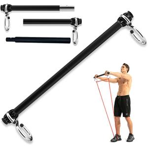 Resistance Band Bar, Portable 43 Inch Pilates Bar with Resistance Bands Home Gym Workouts Stick Squat Yoga Pilates Flexbands Kit for Full Body Shaping