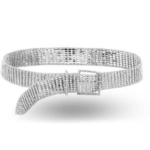 Ayliss Women Rhinestone Belt Bling Crystal Shiny Waist Dress Belt Silver Fashion Glitter Chains Dress Wedding Party Gift