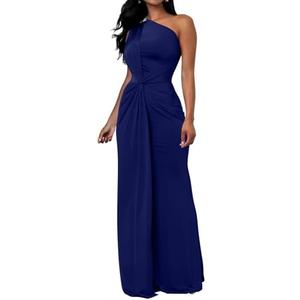 Memoriesea Women's Elegant Sleeveless One Shoulder Bodycon Evening Cocktail Maxi Dress
