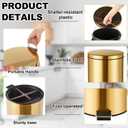 Reallnaive 30L/8GAL Gold Step Trash Can with 100 Garbage Bags Metallic Gold Brass Lidded Step Kitchen Garbage Bin with Lid Commercial Compact Waste Basket for Shopping Centers, Elevator Doors, Hotels