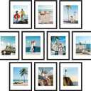 decorUhome 11x14 Picture Frame Set of 10, Display Photos 8x10 with Mat or 11x14 Unmatted for Picture Frames Collage Wall Decor, Black