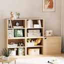 Garden 4 you Cube Storage Organizer Shelf, 2 Tiers Stackable Bookshelf, Wooden Display Bookcase with 2 Cube Storage, Small Storage Cabinet for Living Room Bedroom, Natural