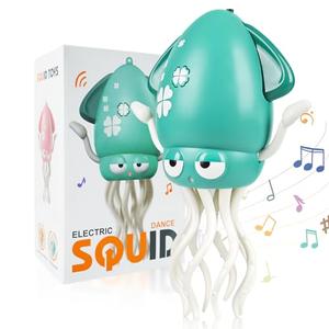 Electric Dancing Octopus Baby Toy, Dancing Squid Crawling Toys,Automatic Evasion Octopus Toy with Led Light and Music, Interactive Entertainment for Baby Sensory Development Birthday Gifts (Green)