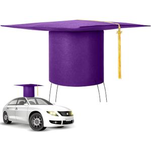 2025 Graduation Cap Car Decoration Kit, 28 Inch Class of 2025 Giant Graduate Hat with Tassel, Felt Graduation Accessories(Purple)
