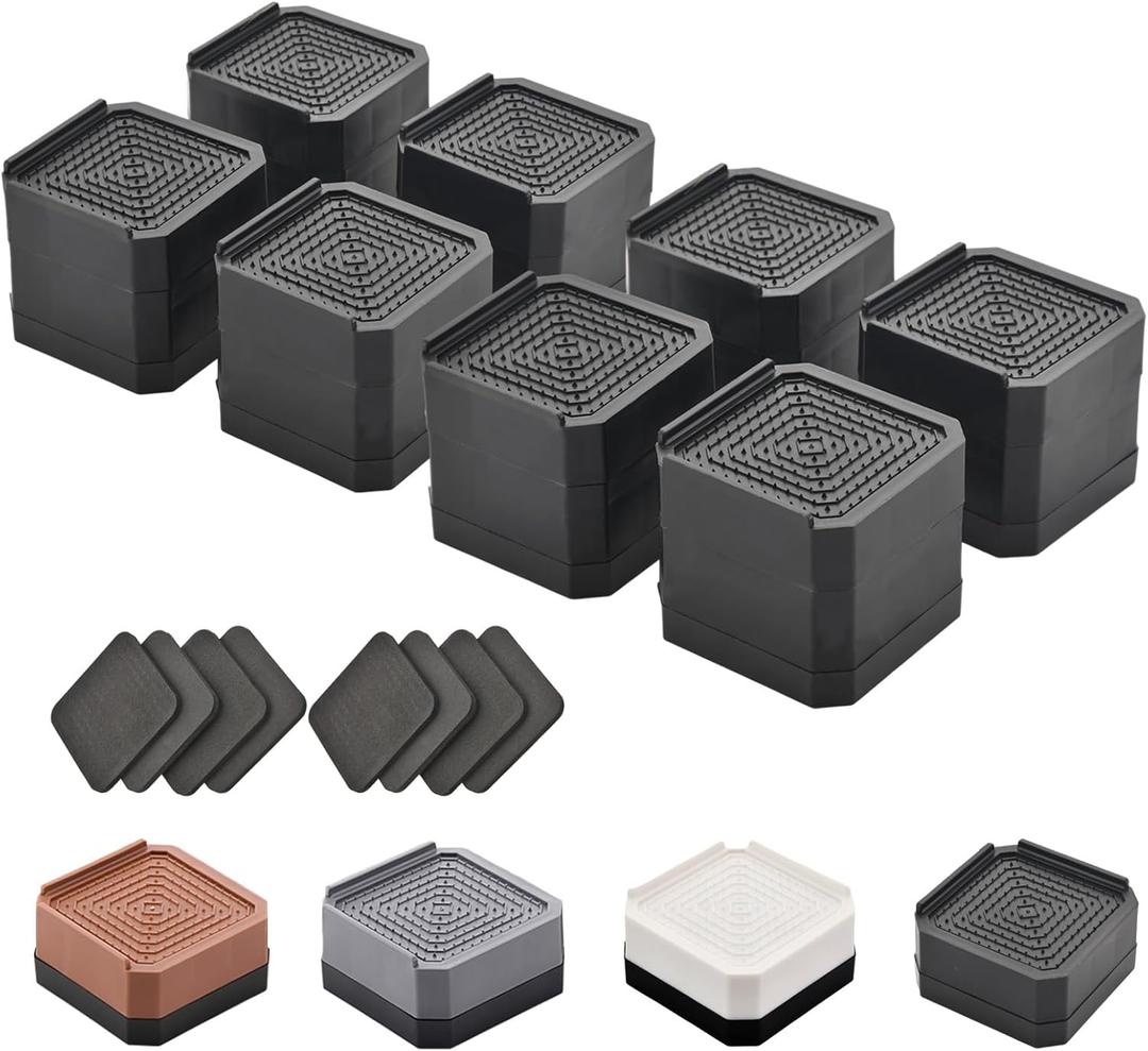 EclatBain Bed Risers Furniture Risers Heavy-Duty Rectangular Adjustable Block 8 Pack Lift to 3 inches and 4.3 inches Desk, Sofa, Chair Legs, Refrigerator, Washing Machine Support up to 4000 pounds