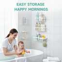 Veken 6-Pack Rustproof&Waterproof Shower Caddy, Adhesive Shelves Rack with Soap Holder, Large Bathroom & Washroom Organizer, No Drilling Wall-Mounted Kitchen&Home Decor,Ideal for Bathtub Storage,White