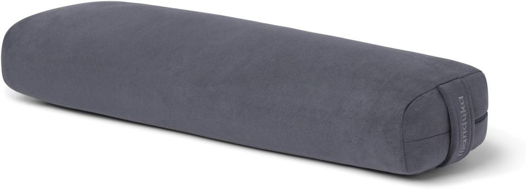 Manduka enlight Bolster Pillow - Yoga Pillow with Machine Washable Microfiber Cover, Curved Design for Optimal Workout and Meditation Support, Yoga and Pilates Equipment (Lean, Thunder)