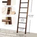 Blanket Ladder for the Living Room 6-Tier, Wooden Decorative Quilt Holder for Bed room, Wall-Leaning Towel Rack for BathroomRustic Farmhouse Ladders for Display. (Dark Brown)
