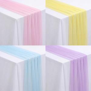 4 Pcs Pastel Table Runners 29 x 71 Inch Colorful Tulle Table Runner Macaron Rainbow Color Seasonal Decorations for Spring Summer Holiday Birthday Wedding Party Baby Shower
