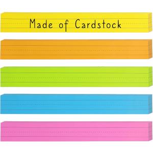 Chell Colored Sentence Strips Cardstock, Pack of 100, 3 x 24 Rainbow Color Word Learning Strips Handwriting Practice Tools for Teachers, Classroom and Office, 5 Colors, 3 inches by 24 inches