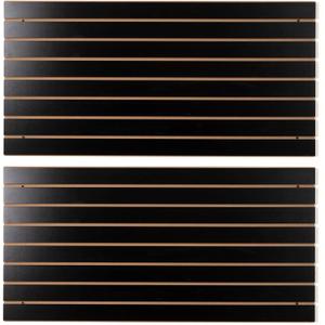 FRAYSCENT Slat Wall Paneling for Retail Display 2 Pack 4'x2', Black MDF Slatwall Panel for Garage Organizer Shiplap Wall Paneling,Slat Board Garage Slatted Storage Systems, Easy Install
