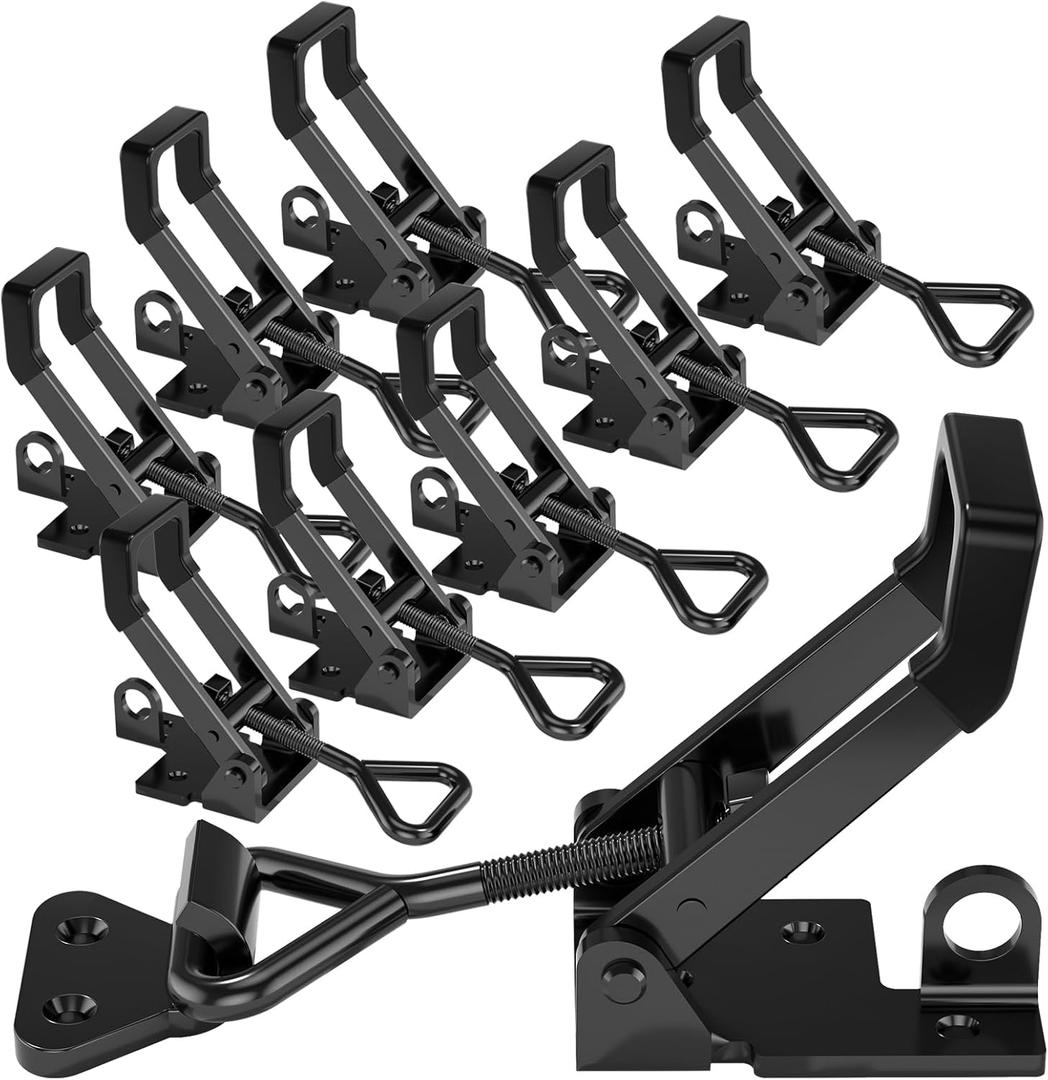 Pack of 8 Heavy Duty Toggle Clamp Latch,4003 Style 1320lbs Capacity Pull Clamp Black Adjustable Quick Release Hasp Clamps for Smoker Cabinet Boxes Case Trunk Jig, Metal Toggle Latch Catch Set