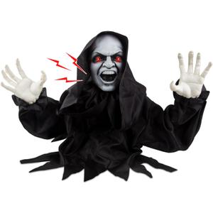 Halloween Animatronics Decorations - Scary Grim Reaper with Sound Activated, Creepy Sound, Light Up Eyes, Scary Motion for Halloween Indoor/Outdoor Yard Lawn Decoration, Haunted House Props