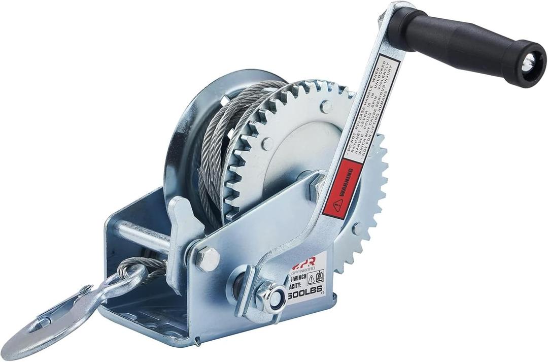 OPENROAD 1600lbs Hand Winch Boat Winch, Hand Crank Winch with 10m (32ft) Cable Manual Winches, Two-Way Adjustable Boat Trailer Winch, Corrosion Resistant Towing Winches (1600lbs)