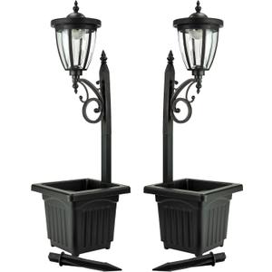 Sun-Ray Kambria Multi Function 2-Piece Set of Solar Lights with Posts, Ground Stakes, Planters, & Wall Mount Hardware, Outdoor Lights for Patio, Porch, Deck, Yard