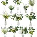 Artificial Flowers with Vases, 108 Pcs Fake Plants & Bud Vases, Centerpieces Flowers DIY Set Suitable for Central Table,Weddings,Office and Indoor Decoration