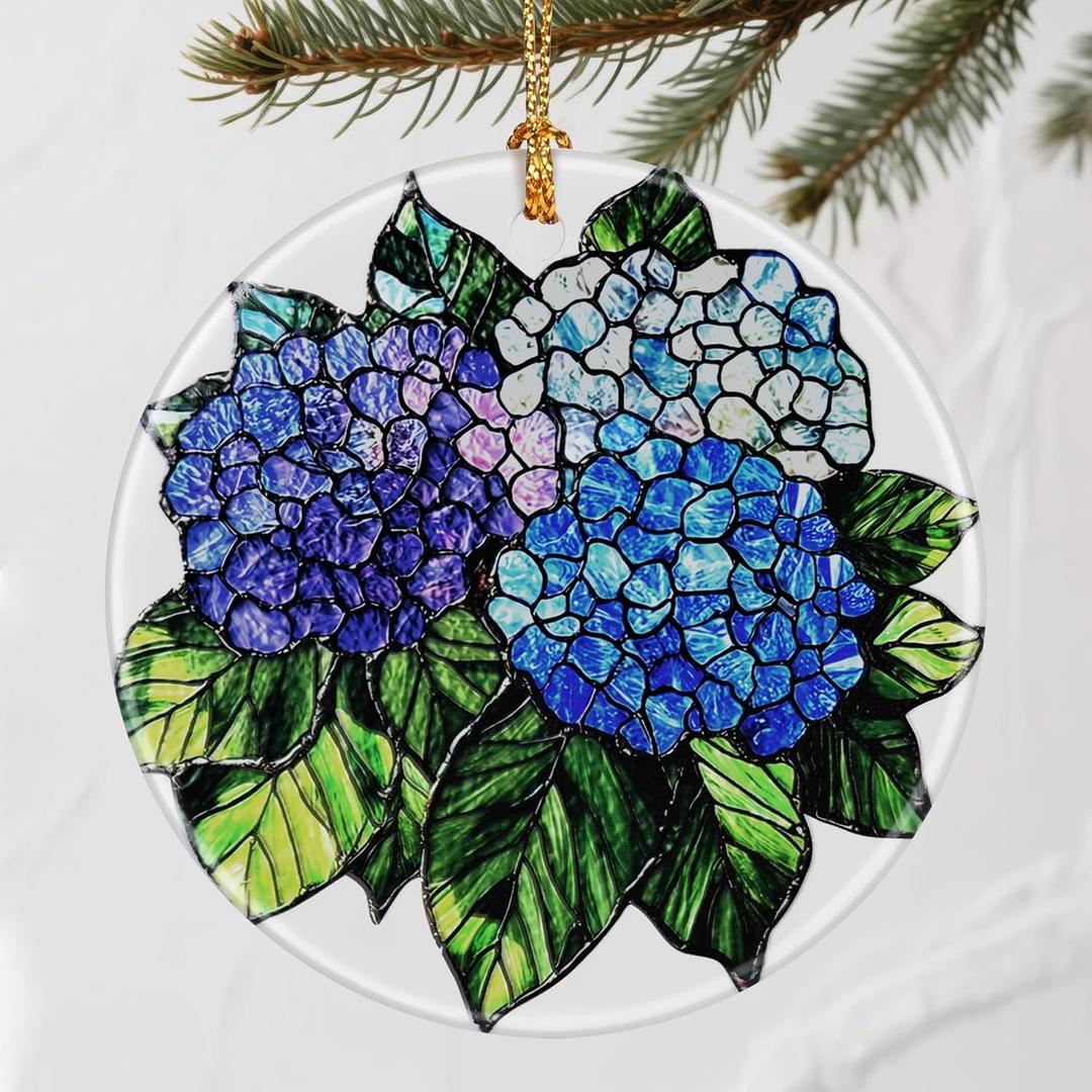 5 x Vibrant Hydrangea Christmas Ornaments: Christmas Tree Decorations & Holiday Ornaments  Holiday Presents, Gift Ideas for Friends, Coworker, Family, Hydrangea Lover, and Flower Lover