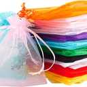 Meowoo 100PCS Organza Bags, 3x4in Small Mesh Bags Drawstring for Jewelry, Candy, Christmas, Sachets, Festivals, Bathroom Soaps, Makeup Organza, Wrapping Supplies(mixedcolor)