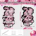 3.86FT Graduation Yard Sign Class of 2026 Bow Decorations, Large Pink Black Congrats Grad Lawn Sign Yard Decor with Stakes for Outdoor Senior High School College Garden Prom Send Off Party Supplies