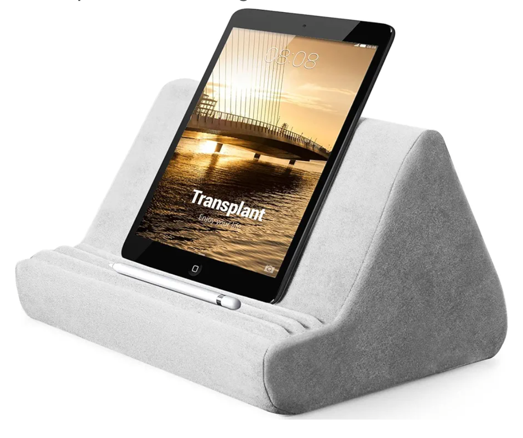 BZVV Soft Tablet Stand Pillow with Pocket,Adjustable 3 Viewing Angle,Lazy Holder for Bed Sofa,Compatible with iPads Tablets eReaders Smartphones Books Magazines