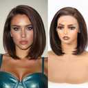 BLONDE UNICORN Brown Highlight 136 HD Bob Wig Synthetic Lace Front Wig Glueless Short Straight Bob Wigs for Women Daily Party Use 10IN,Brown Highlight, 13×6 Lace