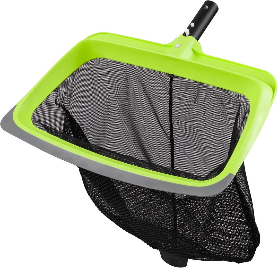 Swimming Pool Leaf Skimmer Net,Rubber Lip & Reinforced Frame Double-Layer Deep Rake(NO Pole)
