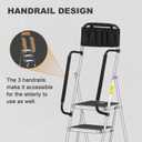 HBTower Step Ladder with Handrails, 3 Step Ladder with Attachable Tool Bag