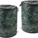 Collapsible Trash Can 1-Pack - Pop Up Gallon Outdoor Garbage Cans with Zippered Lids - Recycle Bins for Camping or Parties by Wakeman (Green)