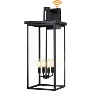 tewei 30in Large Size Dusk to Dawn Outdoor Wall Lights, Matte Black Exterior Lighting Fixtures, Modern Outdoor Porch Lights for House with Clear Shade, Outdoor Wall Sconce Light for Garage(1 Pack)