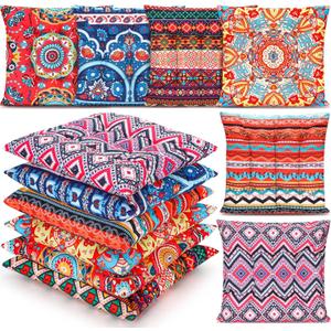 Menkxi 6 Pcs Bohemian Floor Pillows Seating 15 Inch Boho Floor Cushions Sitting Pillows Square Yoga Mandala Meditation Pouf for Living Room Balcony Office Tatami(Classic)