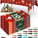 Pureegg Plastic Table Cloth Disposable 10 Pack, 54 x 108 Inch Table Cloths for Parties, Decorative Tablecloths for Rectangle Tables, Christmas Tablecloth Plastic, Leakproof & Sturdy, Christmas Red