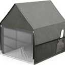 Yeebeny Cat Litter Box Cover, Enclosed Cat Potty Cat Litter Box Cover, Open Curtain for Easy Access to The Top Closed Cover, Removable for Easy Cleaning and Care(Gray)