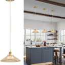 Glod Pendant Light Fixture for Kitchen Island, Modern Hanging Lamp for Dinning Room, Adjustable Hanging Lights with Glass Shade for Bedroom Hallway Bar Shop, Brushed Brass Finish. (Gold)