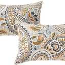 Set of 2 Outdoor Throw Pillows 19 x 12 Inch – Reversible Rectangle Patio Accent Pillows – Weather-Resistant Polyester Fabric – Eco-Friendly Recycled Polyfiber Fill – Arctic Paisley