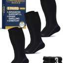 Pembrook 3 Pairs Copper Mens Compression Socks 20-30 mmHg, Running, Hiking, Athletic Cycling, Travel | Circulation Support (Medium, Black (Dark Gray Accents) - 3 Pairs)