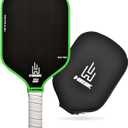 RAV PRO Pickleball Paddle - Ultimate HIGH END 16mm Japanese Toray T700 Raw Carbon Fiber CFS w/Excellent GRIT Roughness Texture, Aero Dynamic Curve, USAPA Approved, Non Slip Grip (Green)