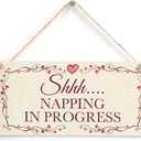 Meijiafei Shhh Napping in Progress - Beautiful Taking A Nap Notice Plaque 10"x5" (Napping in Progress)
