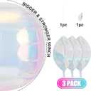50 Inch Giant Iridescent Round Foil Balloons, 3Pcs Holographic Clear 4D Ball Balloons for Birthday New Year Eve Wedding Folding Rainbow Under The Sea Mermaid Party decoration