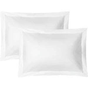 iMaylex Soft and Breathable 100% Egyptian Cotton Envelope Pillow Shams, Silk Like and Cozy Decorative Pillow Covers, Set of 2, White, Queen